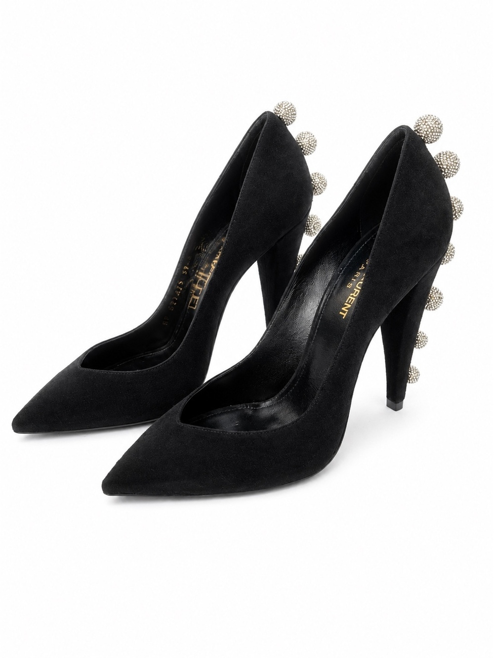 Saint Laurent Era 110 Ball Strass Crystal Pumps Black Suede EU 39 | NIB - Picture 4 of 10